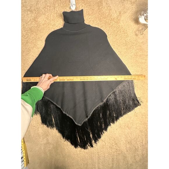 New Understated Leather x Free People River Walk Black Sm Fringe Poncho Sweater - Picture 8 of 9